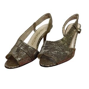 Caparros Gold Sparkle And Shimmer Slingback Heels- Women’s 8- Dressy, Cocktail